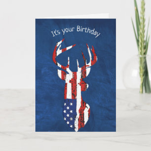 Carte Drapeau Anniversaire Cerf En Cuir Bleu