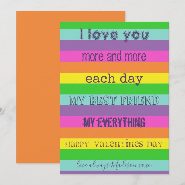 Carte Drapeau arc-en-ciel de la Journée LGBTQ Valentines (Devant / Derrière)