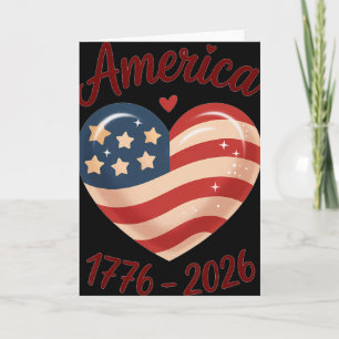 Carte Drapeau Cœur 1776 2026 4 juillet 250e anniversaire