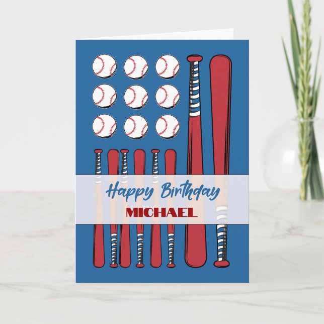 Carte Drapeau de baseball Anniversaire Personnaliser Rou (Devant)