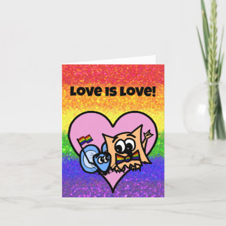 Carte Drapeau de fierté LGBTQIA Love is Love avec Ollie 