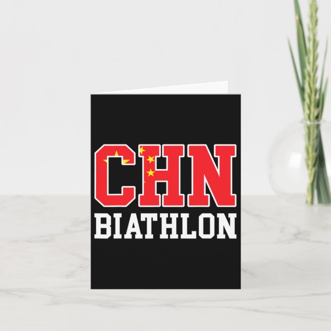 Carte Drapeau de la Chine Biathlète - Chinois Chn Biathl (Devant)