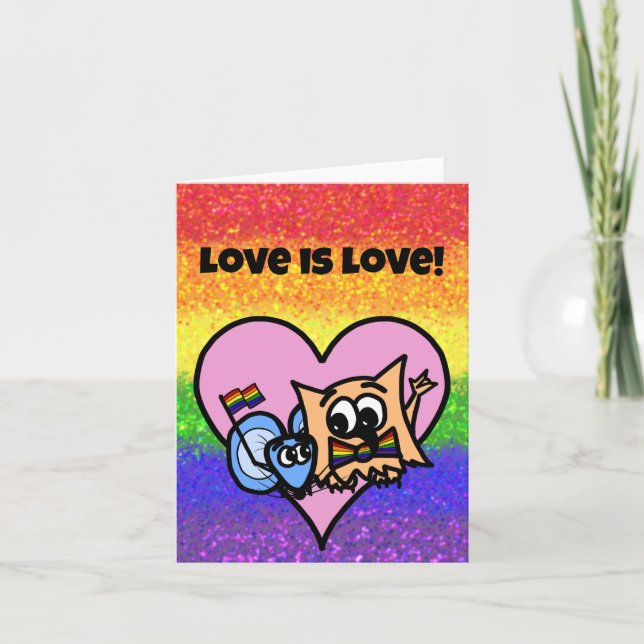 Carte Drapeau de la fierté LGBTQIA Love is Love avec Oll (Devant)