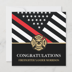 Carte Drapeau de la ligne rouge des pompiers pour la rem