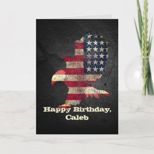 Carte Drapeau et aigle à tête blanche Anniversaire avec 