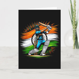 Carte Drapeau Indien Fan de Cricket Fierté de l'Inde Hom