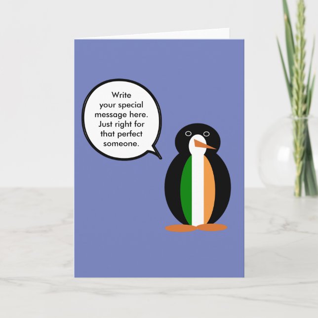 Carte Drapeau irlandais parlant Mme Penguin (Devant)