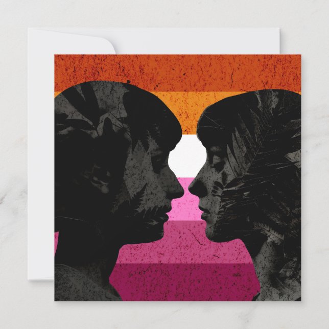Carte Drapeau lesbien avec deux silhouettes de femme (Devant)