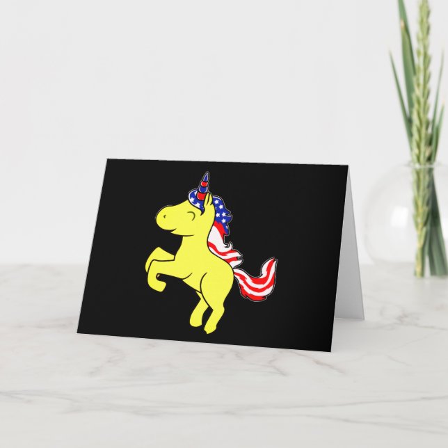 Carte Drapeau Mane caricature Unicorn Yellow Patriotic U (Devant)