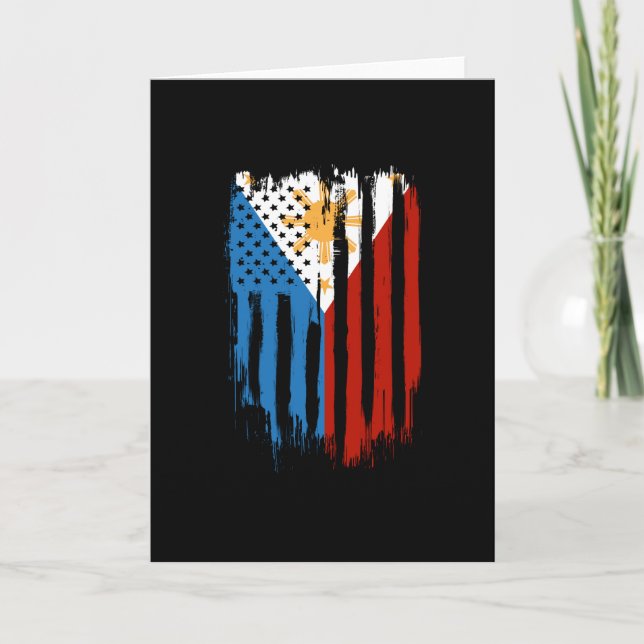 Carte Drapeau mi-américain mi-philippin Philippines (Devant)