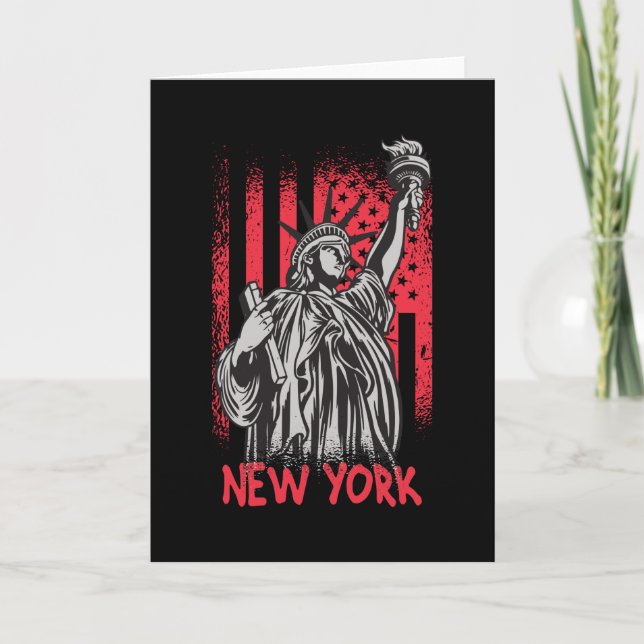 Carte Drapeau New York NY Statue de Liberty USA Amérique (Devant)