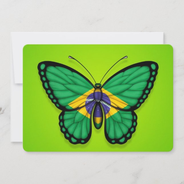 Carte Drapeau papillon brésilien sur vert (Devant)