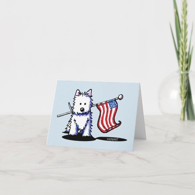 Carte Drapeau Patriotique KiniArt Westie USA (Devant)