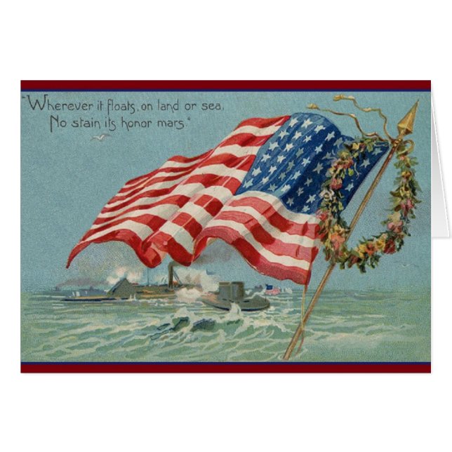 Carte drapeau patriotique vintage (Devant horizontal)