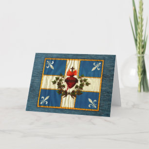 Carte Drapeau Québec antique Carillon Sacré-Cœur