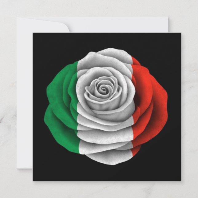Carte Drapeau Rose italien noir (Devant)