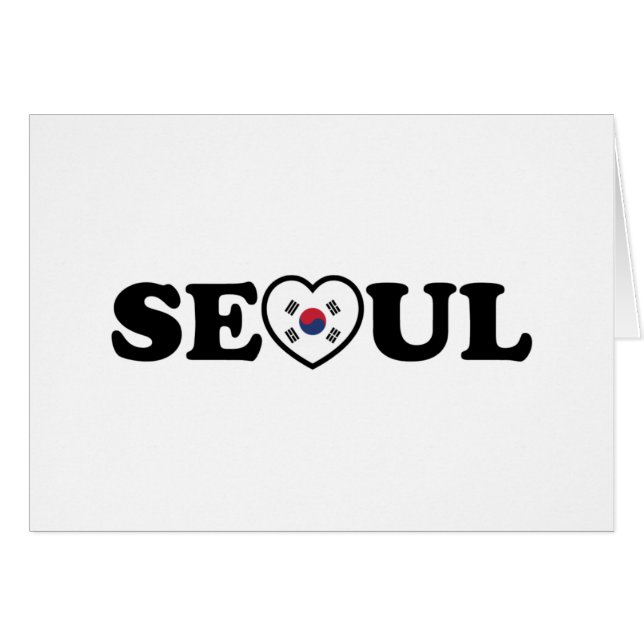 Carte Drapeau Seoul Love Heart Taegeukgi (Devant horizontal)