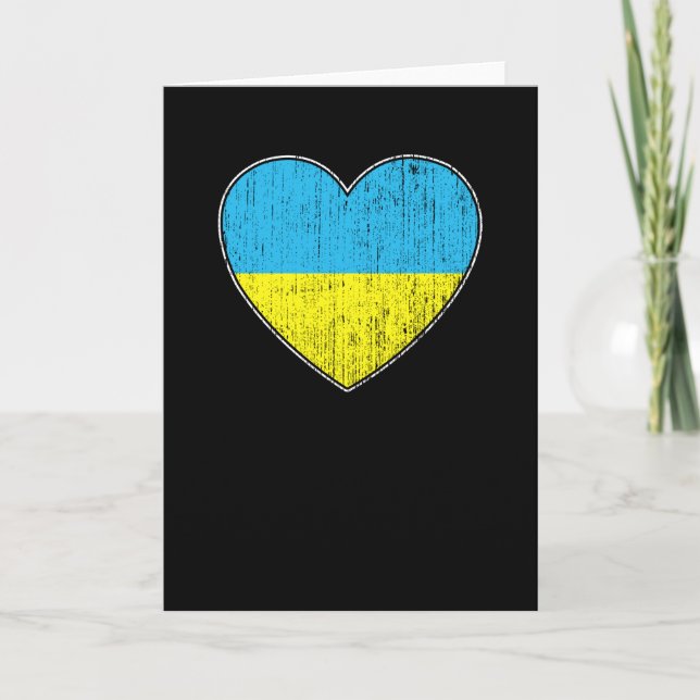 Carte Drapeau Ukraine Amour Coeur (Devant)