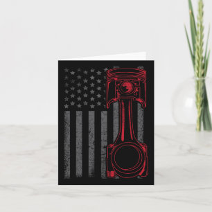 Carte Drapeau vintage Américain Piston Funny Muscle Car 
