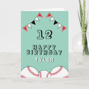 Carte Drapeaux de baseball vert Anniversaire de enfant s