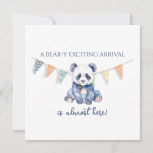 Carte Drapeaux de fête bébé panda aquarelle Baby Shower