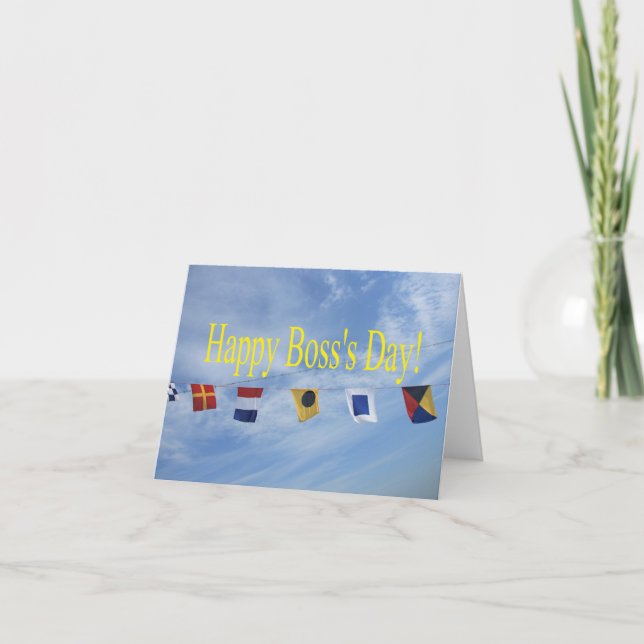 Carte Drapeaux nautiques Joyeux Jour des Boss (Devant)
