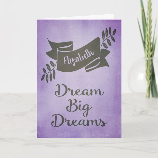 Carte Dream Big Dreams Graduation Félicitations Purple (Devant)