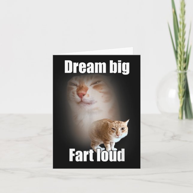 Carte Dream Big Fart Loud Cat Meme Funny Saying  (Devant)