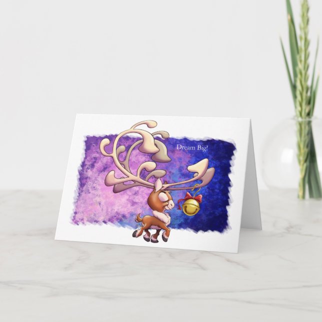 Carte DREAM BIG REINDEER (mat) par Jeff Willis Art (Devant)