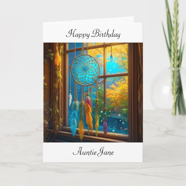 Carte Dreamcatcher dans la fenêtre Joyeux anniversaire P (Devant)