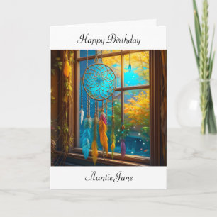 Carte Dreamcatcher dans la fenêtre Joyeux anniversaire P