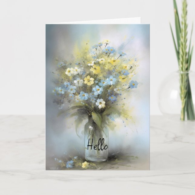 Carte Dreamy Flowers in Vase Salut Bonjour Penser de vou (Devant)