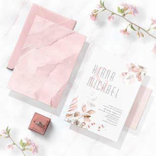 Carte Dreamy Foliage Mariage Blush Pink ID817