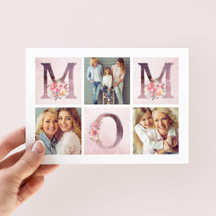 Carte Dreamy Rose Floral MOM Photo Collage Fête des Mère