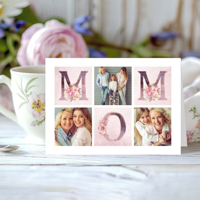 Carte Dreamy Rose Floral MOM Photo Collage Fête des Mère (Créateur téléchargé)