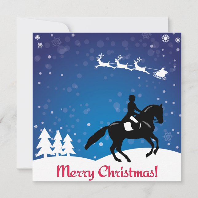 Carte Dressage de cheval de Noël Hiver (Devant)
