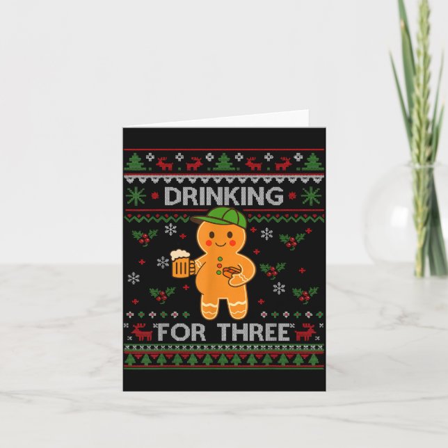 Carte Drinking For Three Pregnancy Announcement Ugly Swe (Devant)