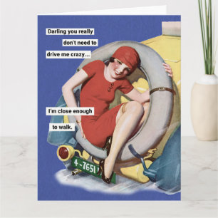Carte  Drive Me Crazy Retro Humour Greeting Card