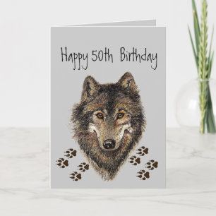 Carte Drôle, 50ème 50ème Anniversaire Loup, Loups