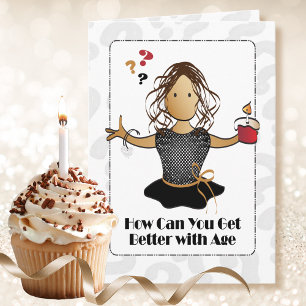 Carte Drôle 60e Anniversaire Femme Élégant Dessin Animé 