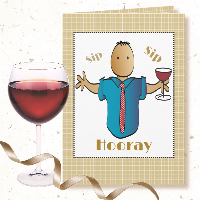Carte Drôle 60e Cartoon de vin rouge Anniversaire ethniq (Créateur téléchargé)