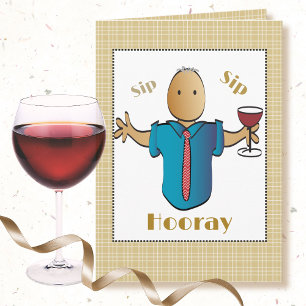 Carte Drôle 70e anniversaire pour lui Homme Cartoon Vin