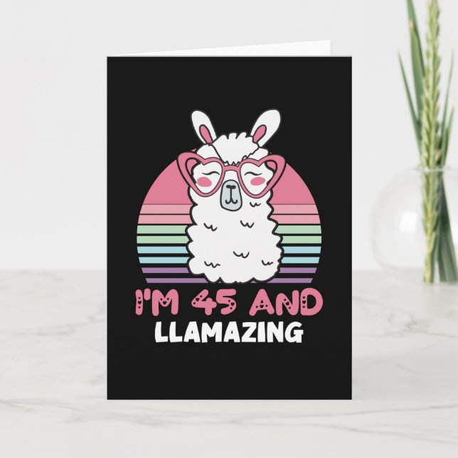 Carte Drôle adorable Llama 45e Anniversaire Cadeau Pour  (Devant)
