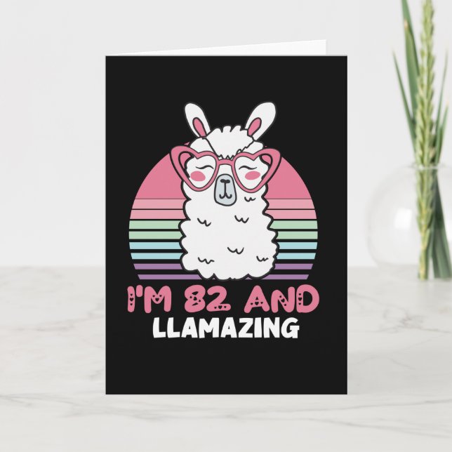Carte Drôle adorable Llama 82e cadeau d'anniversaire pou (Devant)