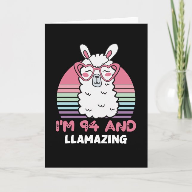 Carte Drôle Adorable Llama 94e cadeau d'anniversaire pou (Devant)