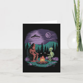 Carte Drôle Alien Et Bigfoot Randonnée Lune Sasquatch Uf