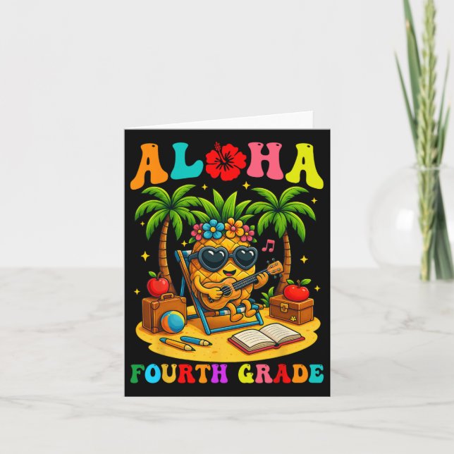 Carte Drôle Aloha élève de 4e année Premier jour d'école (Devant)