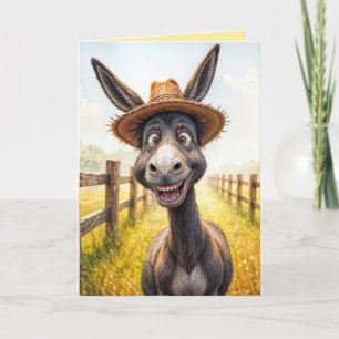 Carte Drôle âne d'anniversaire portant un Casquette