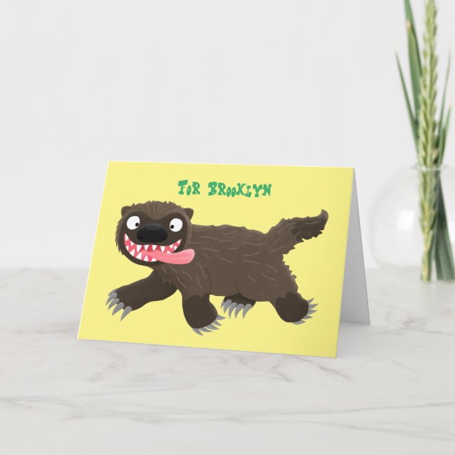 Carte Drôle animal avide de carcajou (Devant)