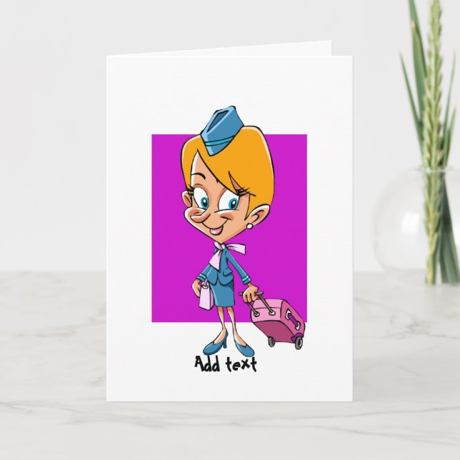 Carte Drôle animateur de l'hôtesse de l'air (Devant)